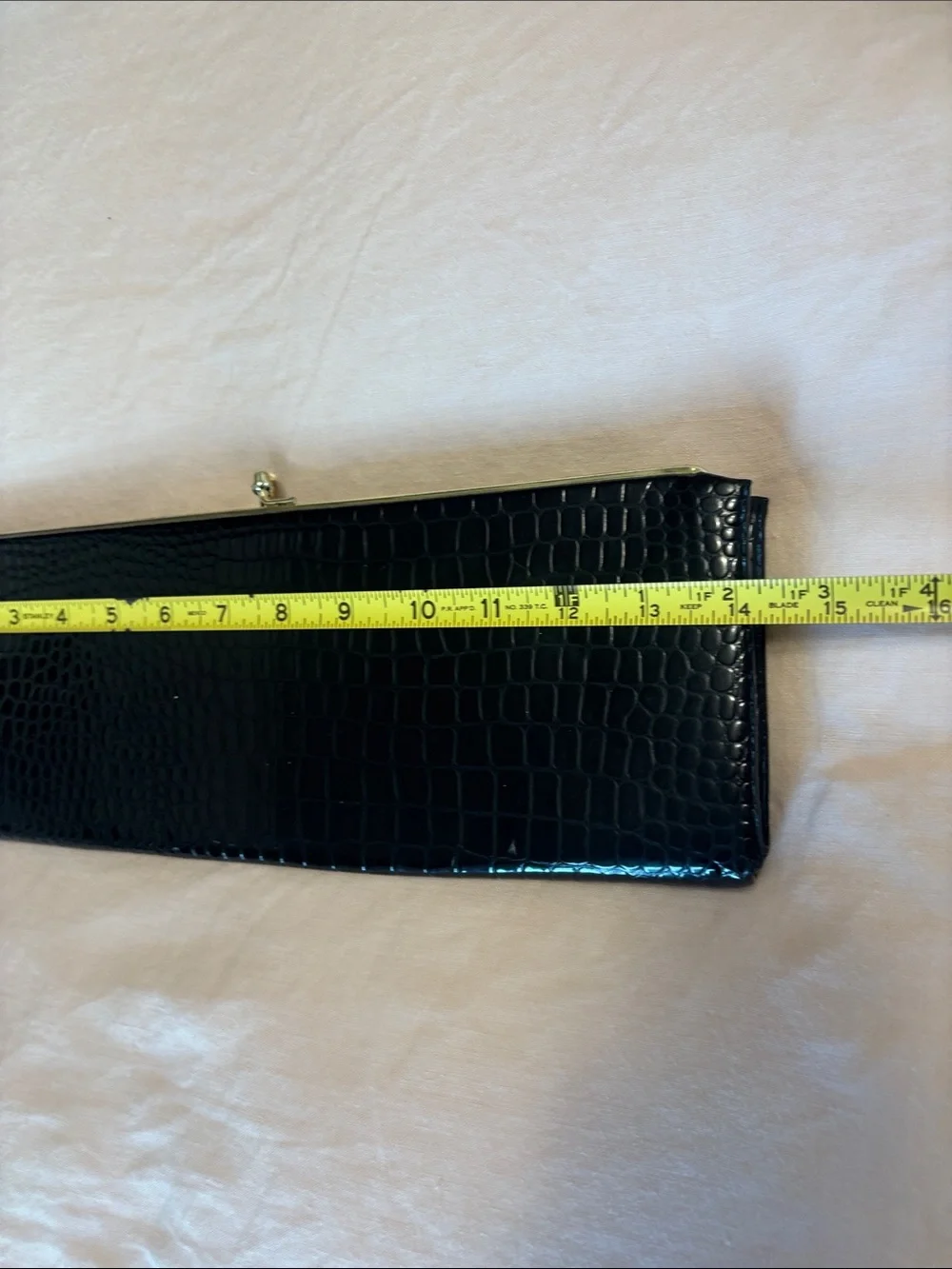 Vintage Harry Levine black gold  Croc-Embossed Long Clutch Wallet purse Evening